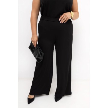 Czarne eleganckie spodnie damskie Elisa z prostą nogawką | PLUS SIZE OVERSIZE LATO