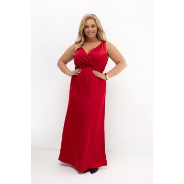 Czerwona sukienka satynowa MAXI Red Dream na wesele, bal i eleganckie przyjęcia PLUS SIZE OVERSIZE L