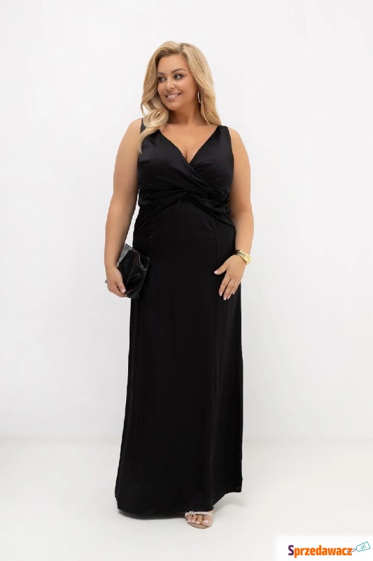 Czarna sukienka satynowa maxi Black Dream na... - Sukienki damskie - Konin