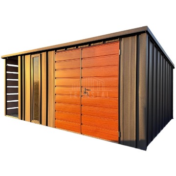 Schowek Domek ogrodowy 5x4 m + wiata 1 m brama dwuskrzydłowa okno dach TS1295