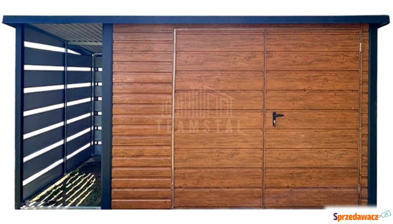 Schowek domek ogrodowy 3x3 m + wiata 1x3 m brama... - Altany, domki, namioty - Łańcut