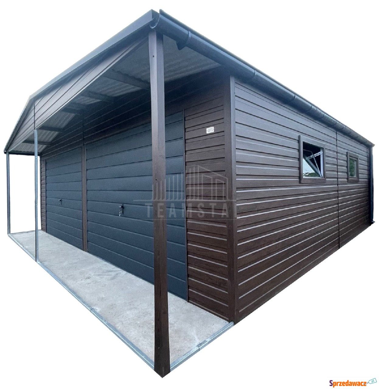 Garaż blaszany 8x6m - 2x brama...
