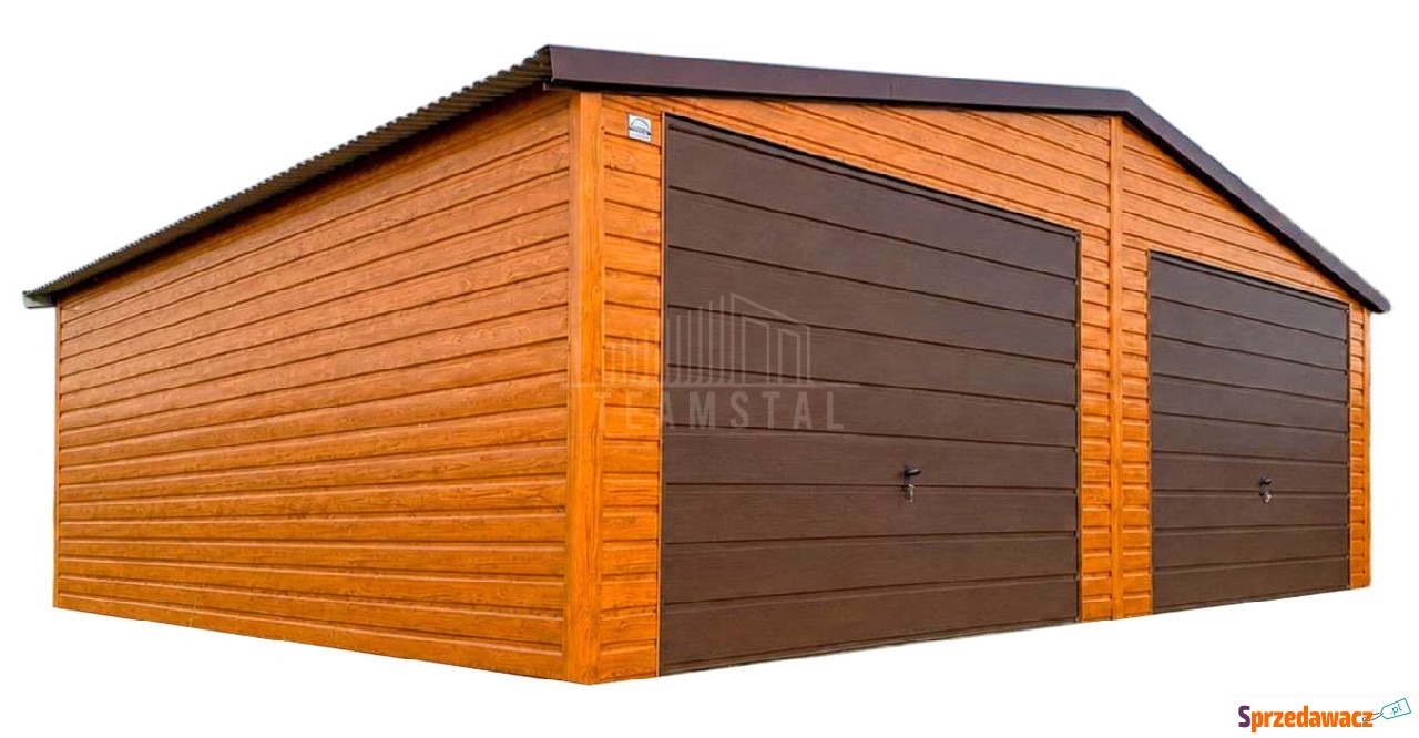 Garaż blaszany 7,5x6 m - 2x brama...