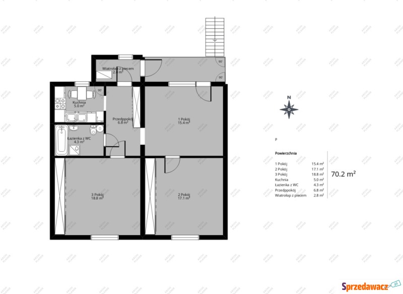 Mieszkanie 3 pok.+ 660 m2 działki