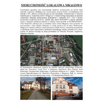 Syndyk sprzela lokal Mrągowo ul. Kopernika 2A/22