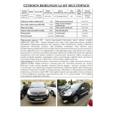 Citroen Berlingo  Kombi 2011,  1.6 benzyna - Na sprzedaż za 12 750 zł - Pisz - zdjęcie 2