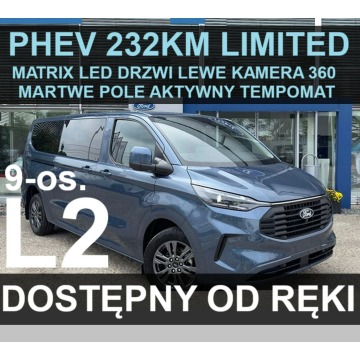 Ford Transit Custom - PHEV 232KM Limited 9-osob. Kamera 360 Drzwi Lewe  Matrix LEd Od ręki !