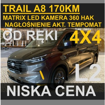 Ford Transit Custom - Trail 170KM 4x4 Matrix LED Kamera 360 Hak Super Cena !