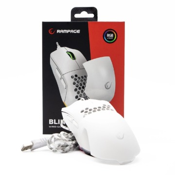 Myszka gamingowa Rampage Blink przewodowa 12800 dpi optyczna biała