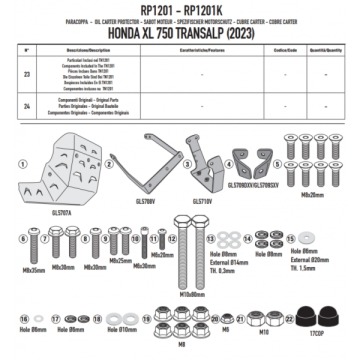 GIVI  ALUMINIOWA OSŁONA MISKI OLEJOWEJ HONDA XL750