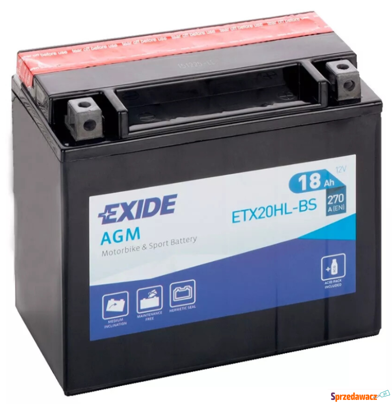 Akumulator motocyklowy Exide ETX20HL-BS 12V18Ah... - Układ elektryczny - Wołomin
