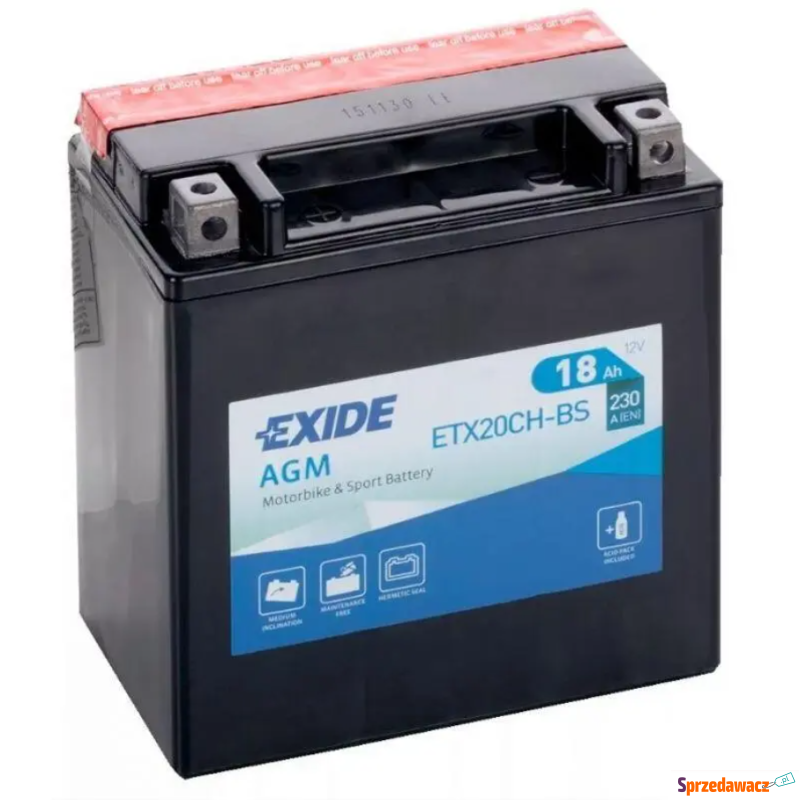 Akumulator motocyklowy Exide ETX20CH-BS 12V 18Ah... - Układ elektryczny - Wołomin