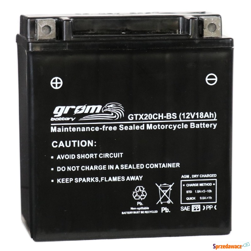 Akumulator motocyklowy Grom GTX20CH-BS  12V 18Ah... - Układ elektryczny - Wołomin