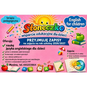 Język angielski dla dzieci, zajęcia z terapii pedagogicznej i rewalidacja