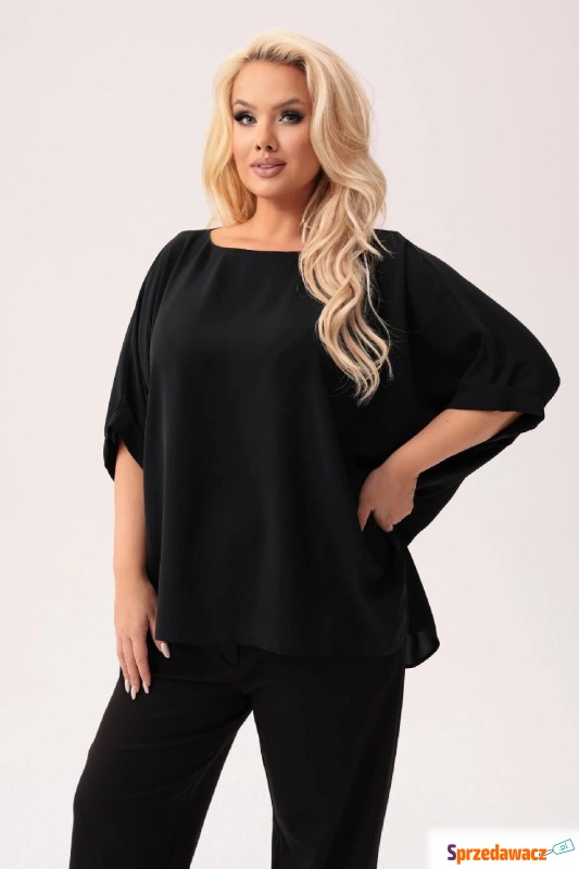 Czarna kimonowa bluzka Gabi PLUS SIZE XXL JESIEŃ - Bluzki i koszule damskie - Kraków