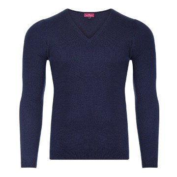 Granatowy sweter 100% kaszmir VAN THORN S