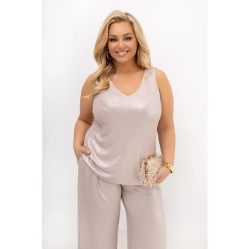 Elegancka bluzka / top damski połyskujący Asteria | PLUS SIZE OVERSIZE LATO