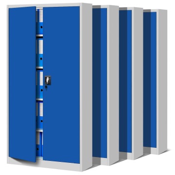 Zestaw 4x szafa biurowa metalowa na akta szaro-niebieska, 900x1850x400 mm: JAN