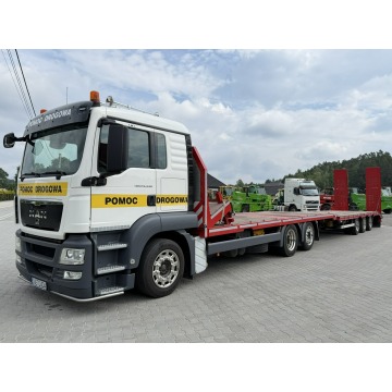 MAN TGS 26.440 6x2 E6 Laweta Tandem Przejazdowy Przyczepa 3-osiowa - Najazdy Hydrauliczne Platforma 