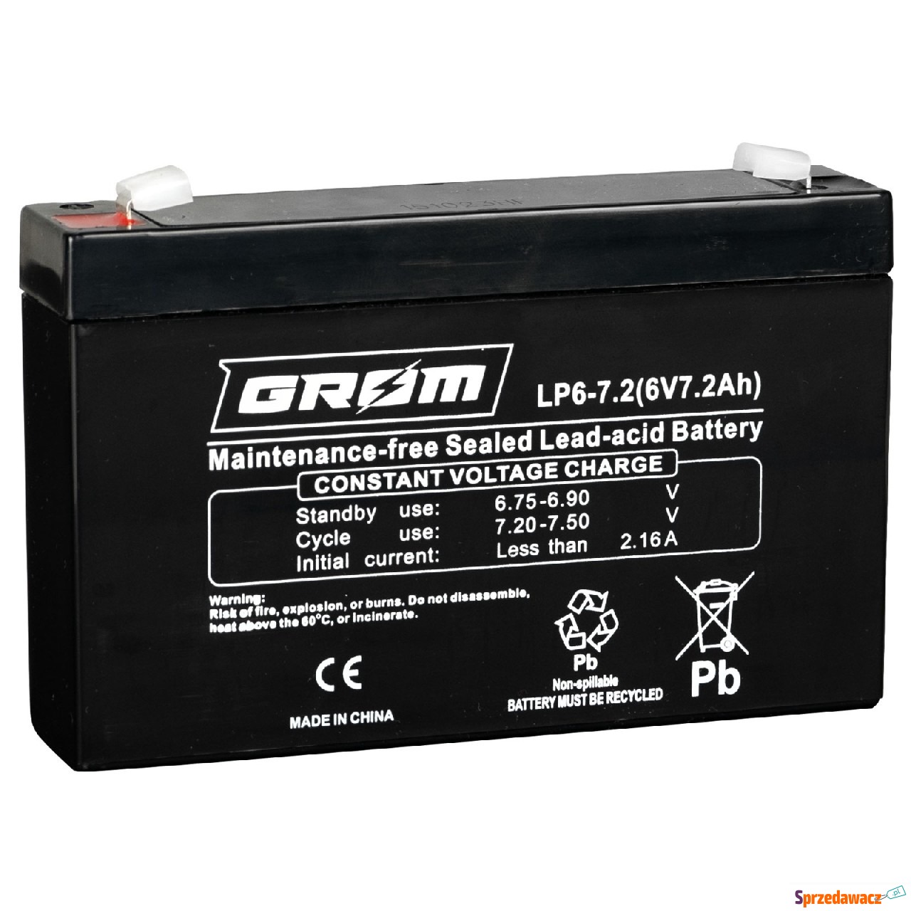 Akumulator Grom LP6-7.2 7.2Ah 6V...