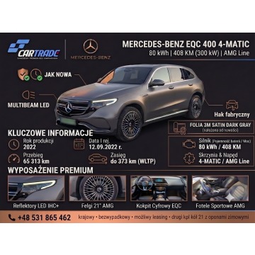 Mercedes - Benz EQC-klasa  SUV 2022 elektryczny, automat - Na sprzedaż za 172 897 zł - Kraków - zdjęcie 10