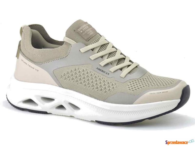 Beżowe męskie sneakersy American Club RH179 - Półbuty męskie - Tczew