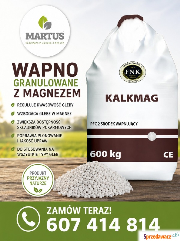Wapno granulowane z magnezem KalkMag - Nawozy, ochrona roliślin - Biała Podlaska