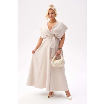 Elegancka beżowa sukienka Flavia na wesele PLUS SIZE XXL