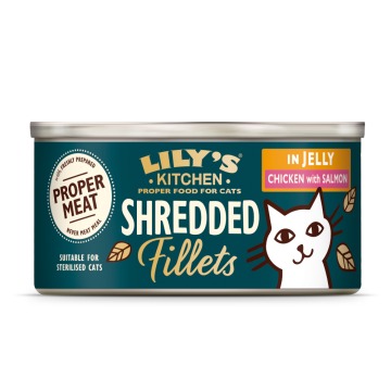 Lily's Kitchen Shredded Fillets dla kota, 24 x 70 g - Kurczak z łososiem