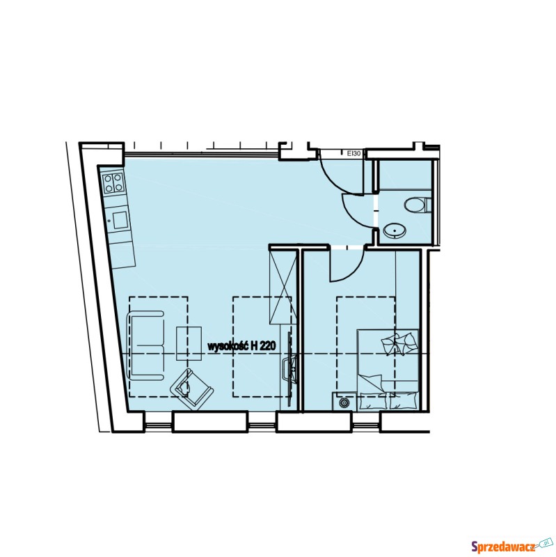 42m², 2 pokoje, Kraków Stradom...