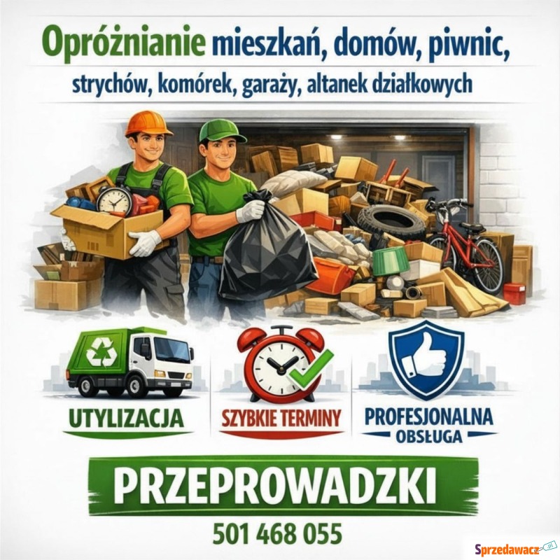 Opróżnianie Mieszkań Domów Piwnic Strychów Pr... - Utylizacja, wywóz śmieci - Opole