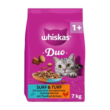 Whiskas 1+ Duo Surf & Turf, tuńczyk i kurczak - 2 x 7 kg