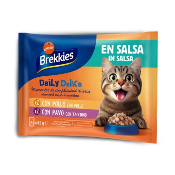 Korzystny pakiet Brekkies Daily Delice 24 x 85 g - Kurczak i indyk