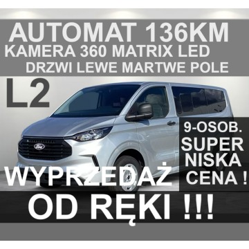 Ford Transit Custom - Trend 136KM A8 DrzwiLewe Matrix Led Kamera 360 od ręki 9-os. 2174zł