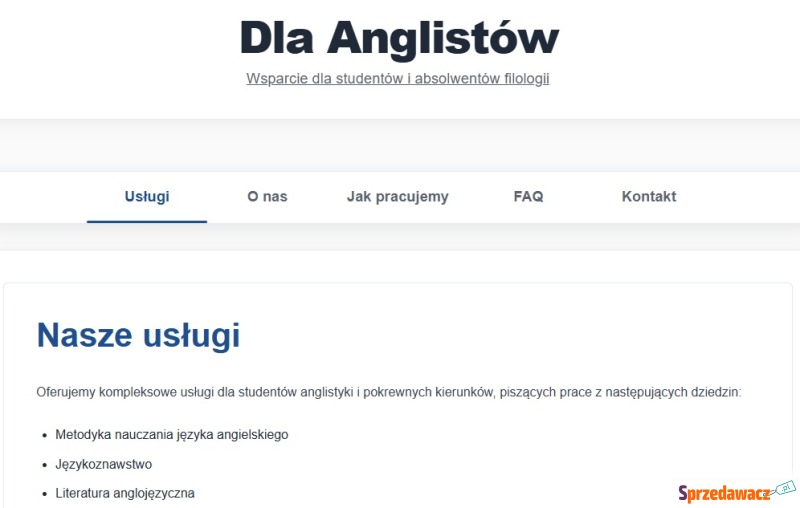 **Pomoc dla studentów anglistyki i kierunków... - Pozostałe w dziale Edukacja - Warszawa
