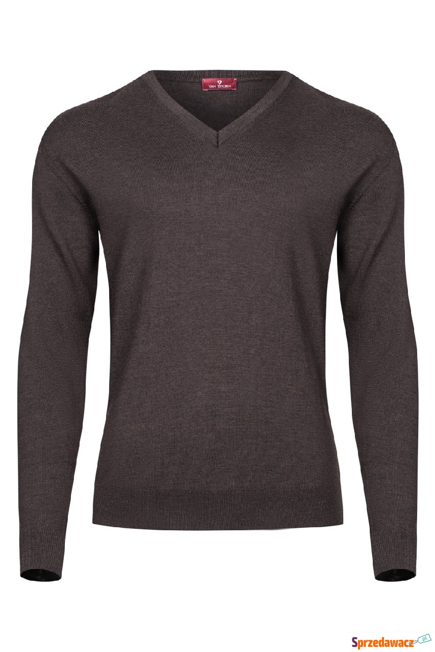 Czekoladowy sweter męski z wełny...
