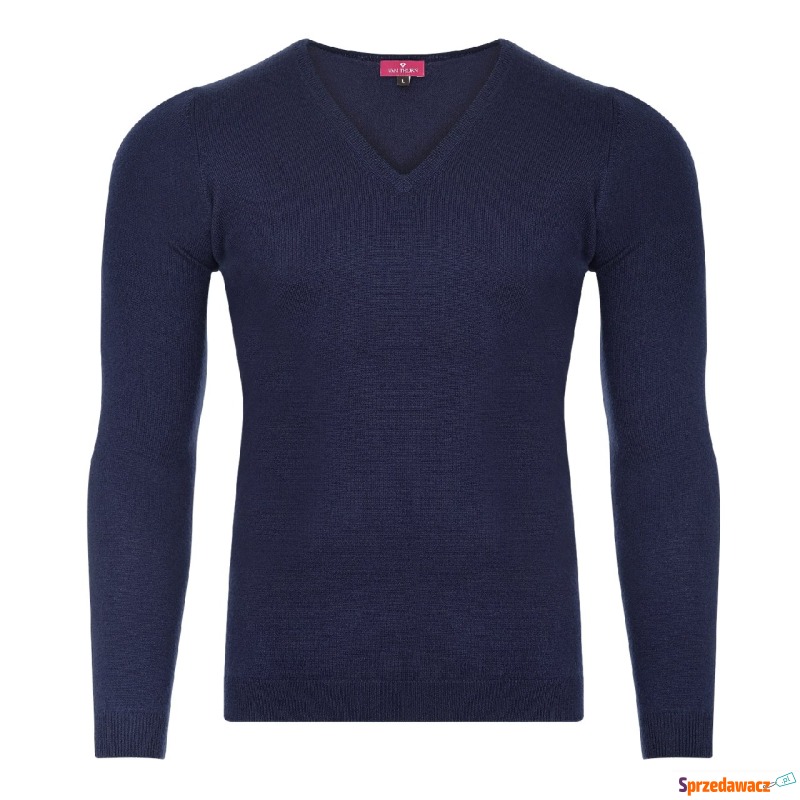 Granatowy sweter 100% kaszmir VAN THORN M - Swetry męskie - Jelenia Góra
