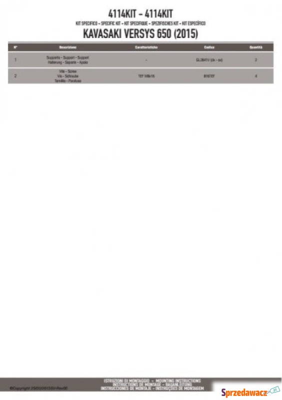 GIVI 4114KIT  KIT MONTAŻOWY DO PLX4114 / PL4114... - Kufry i bagaż - Białystok