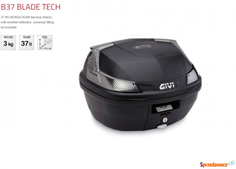 Kufer centralny Givi B37NT BLADE TECH Monolock... - Kufry i bagaż - Płock