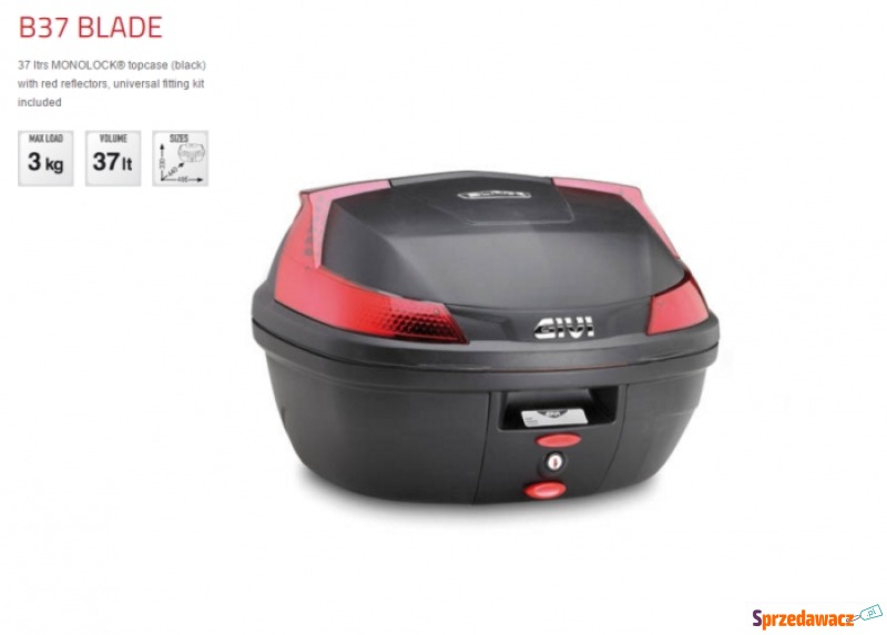 Kufer centralny Givi B37N BLADE Monolock - 37... - Kufry i bagaż - Rzeszów