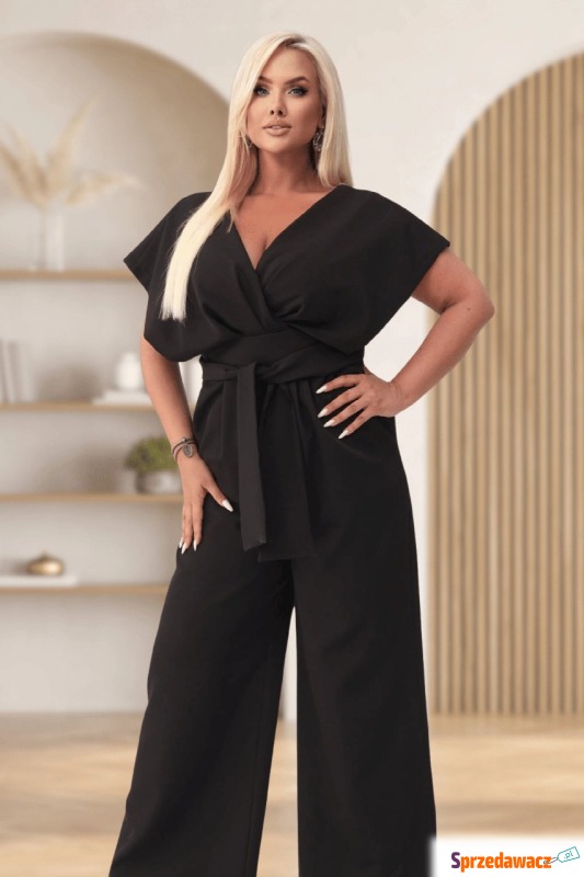 Elegancki czarny kombinezon Valentina XXL OVERSIZE... - Komplety damskie - Gdańsk