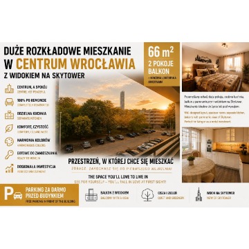 2pok, 66met, Okolice Zielińskiego BALKON Komórka Winda (Wrocław)