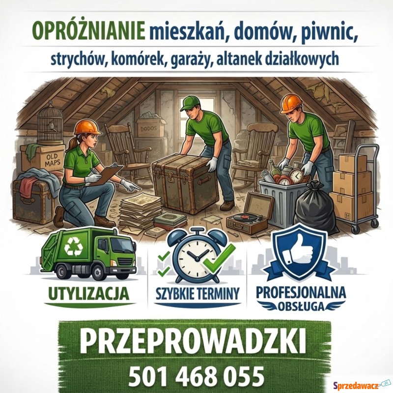 Opróżnianie Mieszkań Domów Piwnic Strychów Ga... - Utylizacja, wywóz śmieci - Głubczyce