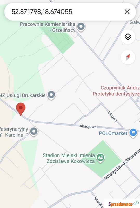 Działka budowlana Baranowo sprzedam, pow. 1658 m2  (16.6a)