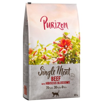 Dwupak Purizon karma dla kota, 2 x 6,5 kg - Single Meat, wołowina z kwiatami hibiskusa