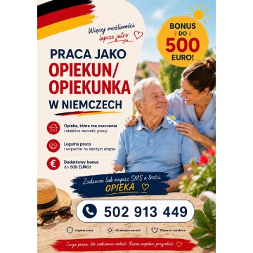 Zatrudnimy opiekunki/opiekunów seniora na terenie Niemiec