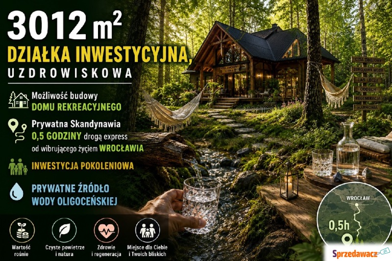 Działka inwestycyjna Ostrowina sprzedam, pow. 3012 m2  (30.1a), uzbrojona
