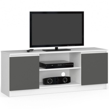 Szafka rtv, stolik, NOVA, 140x40x55 cm, biel, grafit szary, mat