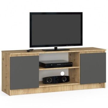 Szafka rtv, stolik, NOVA, 140x40x55 cm, dąb artisan, grafit szary, mat