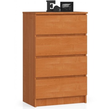 Komoda do sypialni, 4 szuflady, STILO, 60x40x99 cm, olcha, mat